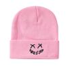 Gorro de Punto Estilo Coreano Gorro Cara de Fantasma Gorro de Lana Bordado Europeo y Americano Gorro de Punto para Fiesta de Estudiantes Gorro de Lana Cara Sonriente Listo para Enviar