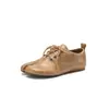 Zapatos Personalizados con Dedos Separados, Zapatos de Cuero con Cordones de Piel de Vaca, Nuevo Estilo Primavera 2026, Zapatos de Cuero Genuino Planos con Punta Redonda y Corte Profundo Estilo Pezuña de Cerdo para Mujer