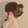 Gamuza Rosa Estilo Chino Taladro Flash Flor de Rosa Pinza de Agarre Tocado Pasador para el Cabello Mujeres Parte Superior de la Cabeza Sentido Pinza de Tiburón