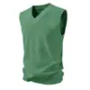 Chaleco de punto para hombre con cuello en V para otoño e invierno, chaleco sin mangas de color liso, capa interior casual de negocios, multicolor en stock