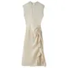 Vestido Feminino Elegante Estilo Europeu Transfronteiriço 2026 Nova Moda Decoração em Camadas Midi Sem Mangas 2252281
