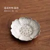 Porta-copo Pequeno de Cobre Antigo Estilo Japonês Liga Metálica Suporte Isolado para Xícara de Chá Pires de Chá Vintage Acessório para Conjunto de Chá Kung Fu com Suporte de Armazenamento