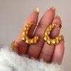 Dazan Wholesale En Stock Europeos y Americanos Chapado en Oro Real de 18 Quilates Acero de Titanio Pulido Geométrico Redondo Vintage Pendientes Dorados y Plateados
