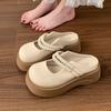 Mocassins de Sola Grossa com Pérola, Estilo Mary Jane Francês com Biqueira, Meias Sapatilhas para Mulheres Primavera e Verão Calçado Externo 2025 Novas Sandálias