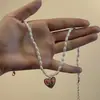 Vela Aromática Dulce Tipsy Lujo Elegante, Collar Versátil de Perlas en Forma de Corazón, Diseño de Nicho, Cadena de Clavícula de Gama Alta