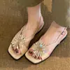 Sandalias Abiertas de Estilo Hada Francés Suaves para Mujer, Nuevo Modelo 2026, Elegante Diseño de Nicho de Fuegos Artificiales, Sandalias de Una Correa con Hebilla