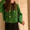 Jaqueta de Cor Sólida Pequena Fragrância Feminina Roupas de Outono 2025 Novo Estilo Preguiçoso Estilo Curto Cardigan de Tricô Suéter Jaqueta Atacado