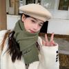 Bufanda Pequeña de Lana Tejida para Mujer Otoño e Invierno 2024 Nueva Bufanda Versátil Estilo K Lana Cálida y a Prueba de Frío Caqui