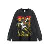 Camiseta de manga curta estilo americano High Street National Tide Brand Diablo Style Anime Printing Old Wash Water Camiseta de manga curta para casal Camiseta de meia manga para homens e mulheres