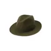 Chapéu de feltro de ovelha estilo europeu e americano para uso externo, chapéu de feltro de lã decorado com fita, chapéu fedora de lã de aba curta