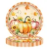 Decoración de Fiesta Otoñal Temática de Calabaza y Hoja de Arce Retro Transfronteriza Set de Vajilla Platos de Papel