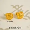 Collar Pendientes Anillo Cubo de Azúcar Pequeño Oro Arena Vietnamita Cepillado Geométrico Diseño de Nicho Joyería de Cobre Atrapasueños de Alta Gama