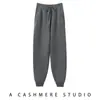 Nuevos pantalones de punto de cachemira para otoño e invierno para mujer, modernos y versátiles, pantalones tipo jogger de color liso con cordón, gruesos, suaves y cálidos, pantalones largos