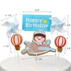 Globo Aerostático Horneado Pastel Piloto de Combate Decoración Niños Niñas Tarjeta de Pastel Decoración Tema Cumpleaños