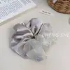 Elástico de Cabelo Scrunchie de Renda com Acabamento em Cetim de Alta Qualidade, Estilo Coreano Doce e Versátil, Acessório de Cabelo para Mulheres
