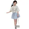 Traje de Niña con Estampado de Cachorro Vestido de Verano de Manga Corta 2026 Nuevo Estilo Traje Estilo Verano para Niños Falda de Capullo de Flor Conjunto de Dos Piezas
