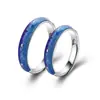 Anillo de Pareja Estrella Azul para Hombres y Mujeres Un Par de Anillos Abiertos Pequeños Frescos de Moda Anillo de Pareja Sueño de una Noche de Verano