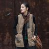 26 Novas Roupas de Algodão e Linho de Inverno Femininas, Casaco Acolchoado Patchwork de Ráfia Aprimorado, Colete Feminino Quente Personalizado Retrô