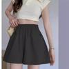 Shorts Casuales de Verano Tipo Cargo A-line para Mujer Peto de Algodón Lavado Holgado de Cintura Alta Pierna Ancha para Mujer Combinación con Todo Tres Puntos Pierna Ancha