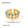 Anillo Wanxing Personalizado de Acero Inoxidable Chapado en Oro 18k Estilo Europeo y Americano con Turquesa para Mujer, Set de Collares Sencillo, Venta al por Mayor Transfronteriza