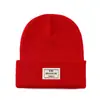 Gorro de Lana Nuevo Transfronterizo Color Sólido Etiquetado Moda Gorro Tejido Otoño e Invierno Versátil Cálido Protección para Orejas Transpirable Gorro para el Frío Venta al por Mayor