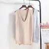 Chaleco Suéter sin Mangas con Cuello en V, Estilo Universitario de Primavera y Otoño, Chaleco de Punto Holgado Oversize para Mujer con Diseño en Relieve