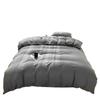 En stock Juego de Cuatro Piezas de Color Sólido para Lijar Rápido Estilo Ins Funda de Edredón Simple Funda de Edredón Lavada Ropa de Cama para Dormitorio para Otoño e Invierno 3