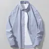 Comércio Exterior Transfronteiriço Primavera e Outono Camisa de Tecido Oxford Masculina Moda Tendência Manga Longa Estilo Coreano Casual de Negócios Camisa Listrada