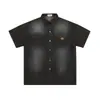 Camisa Americana Retro Nicho Denim Lavado Manga Corta 2025 Verano Suelta Casual Versátil Top Manga Media Trendy