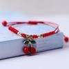 Pulsera de Cuerda Roja Benmingnian para Pareja, Pulsera de Mano DIY de Fresa y Cereza para Mujer, Pulsera Tejida para Novia, Regalo para Niños y Estudiantes, Joyería