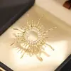 Broche Novo Retro Deus do Sol Transfronteiriço Liga de Latão Banhada a Ouro Joias Broche de Temperamento Acessórios para Terno Broche Feminino