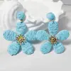 Joyería de Estilo Europeo y Americano, Pendientes de Girasol de Rafia Hechos a Mano, Pendientes Grandes Exagerados de Flor, Joyería de Estilo Festivo al por Mayor