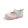 Sapatos de Couro Respiráveis para Crianças, Sapatos Macios com Solado para Bebês do Jardim de Infância, Sapatos Brancos Versáteis, Novo Estilo Primavera e Verão, Sapatos Individuais Rasos para Meninas