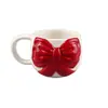 Taza de Cerámica Roja con Moño 3D para San Valentín, Taza de Café Linda y Femenina en Relieve, Taza de Regalo Festiva