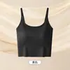 Camiseta sin mangas corta de verano invisible sin costuras talla grande con almohadillas incorporadas en el pecho para mujer