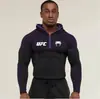 Camiseta con Capucha para Hombre de Fitness de Co-Marca UFC, Alta Elasticidad, Secado Rápido, Adelgazante, para Gimnasio, Entrenamiento de Levantamiento de Pesas y Carrera, Manga Larga
