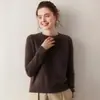 Suéter de Cachemira de Cuello Redondo para Mujer Otoño/Invierno 2025 Manga Raglán Cálido Cómodo Jersey Punto Suelto Grueso Base