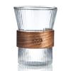 Grão vertical vidro resistente ao calor estilo copo latte copo de café feito à mão alto valor simples estilo chinês rede para fazer chá copo viral