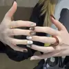 [Anillo] Otoño e Invierno Color Ojo de Gato Marrón Blanco Crema Puro Hecho a Mano Uña Portátil Estilo H424 con Caja Kit de Herramientas