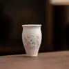 Taza de Té de Cerámica Loto Pastel, Taza Individual de Juego de Té Kung Fu, Taza de Anfitrión, Taza de Té para el Hogar, Taza de Té de Porcelana Blanca