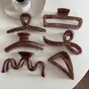 Pinza para el Cabello Grande con Patrón de Mármol Color Café de Gama Alta Pinza de Tiburón para Recogidos de Niche con Sentido de Sofisticación Accesorio para el Cabello