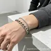 Pulseira de Aço Titânio Dupla Camada com Elo Cubano Cruzado para Homens Moda de Luxo Leve Personalidade Versátil Joias Acessórios que Não Desbotam