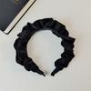 Diadema Negra Plisada Ancha de Moda 2025 para Mujer, Hecha en Yiwu, Accesorio para el Cabello Versátil y Sencillo para el Trayecto Diario