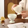 Copa Creativa con Relieve Taza de Yogur y Pudín Taza de Helado de Cerámica Bol de Postre Copa de Helado de Alto Valor para Uso Doméstico