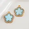 Accesorios Populares de Joyería de Trébol de Cuatro Hojas de Amazon DIY Trébol de Cuatro Hojas Punto Diamante Acrílico Pendientes Collar Accesorios Accesorios