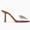 Zapatos de Verano 2023 Nuevos para Mujer Sandalias de Tacón Alto de Aguja Francesas con Lazo de Pedrería Zapatos de Moda de Punta Cuadrada y Punta Abierta para Mujer