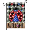 Bandeira de Jardim Popular Temu para o Dia da Independência com Estampa de Caminhão e Coração em Material de Linho Decoração de Jardim Americana para Exterior