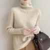 Suéter de lana acanalado de cuello alto engrosado para otoño e invierno, de importación, camiseta básica de punto, jersey de manga larga, corte holgado, suéter adelgazante