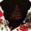 Camiseta Feminina Plus Size com Estampa de Árvore de Natal - Holiday Cre