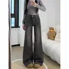Jeans Acampanados de Tiro Alto Negros y Grises para Mujer, Nuevo Estilo Primavera y Otoño 2026, Tallas Grandes, Adelgazantes, Elásticos, Pantalones Acampanados No Ajustados